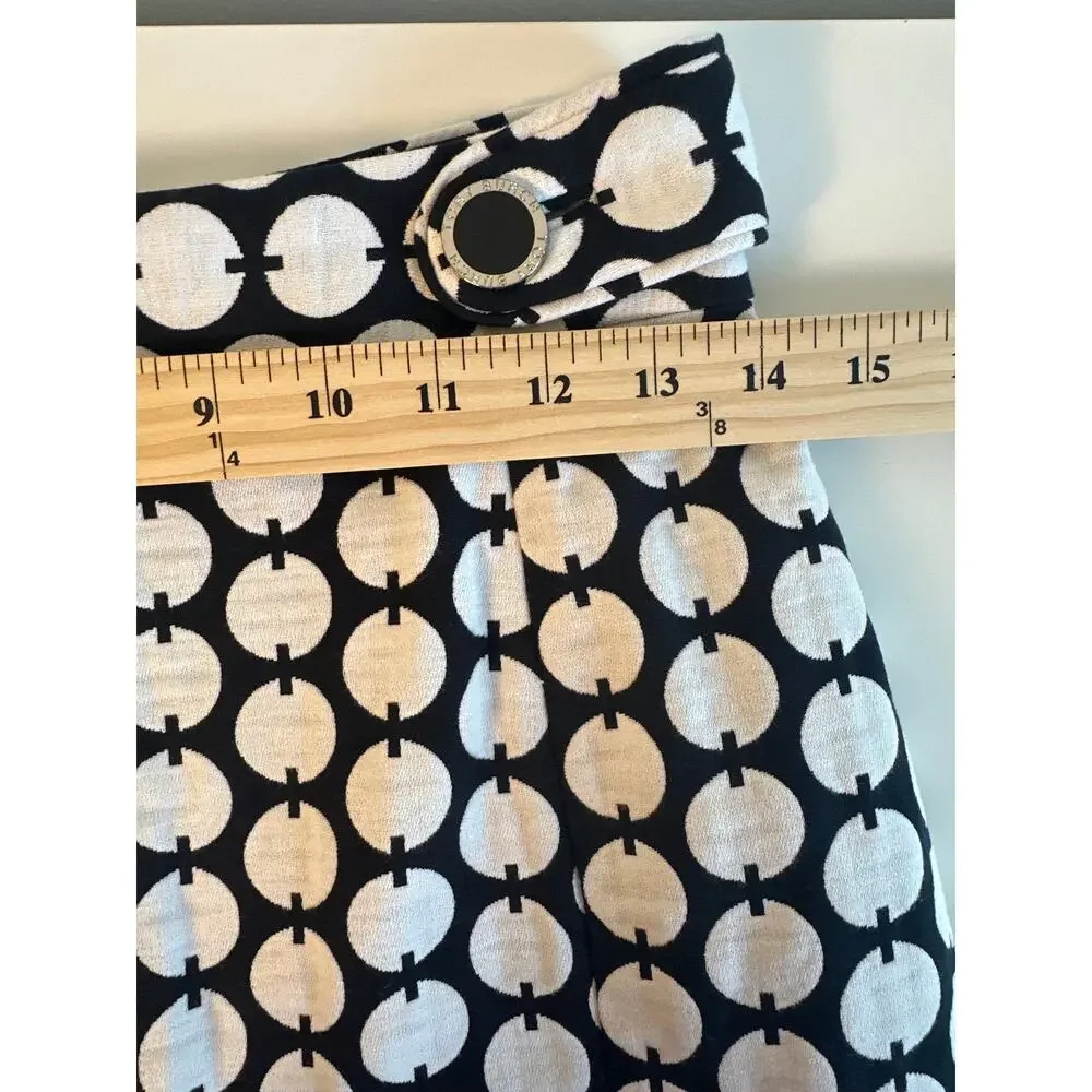 🖤 Tory Burch Retro Mod Geometric Circle Link Pencil Skirt with Branded Buttons